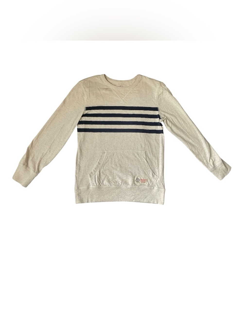 GAP Cream Crewneck Sweater with Navy Horizontal Stripes